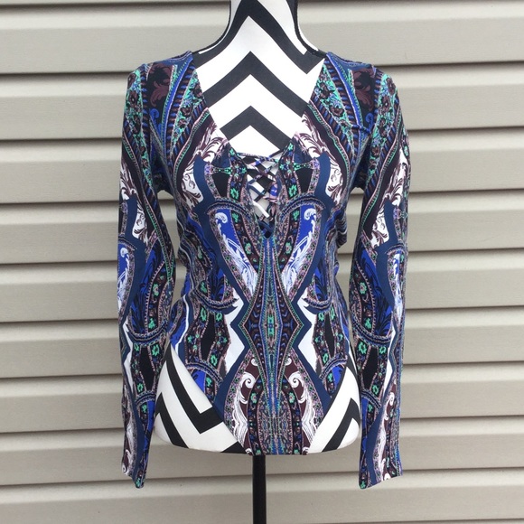 NWT Free People Blue Paisley Pick A Place Bodysuit - Picture 5 of 8